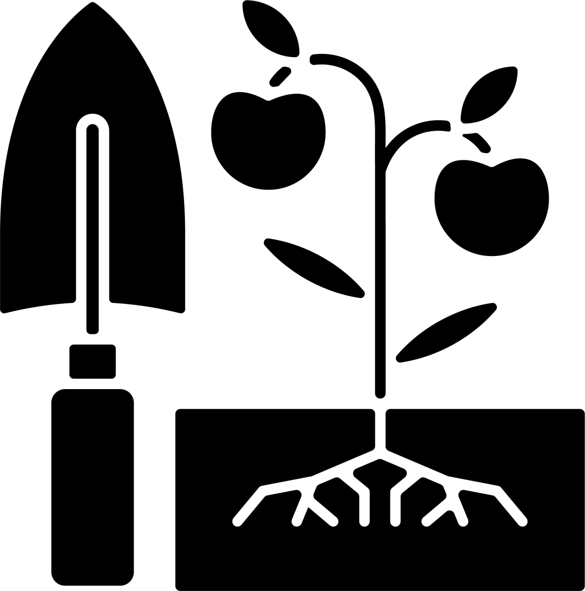 Agriculture related black glyph icons set on white space