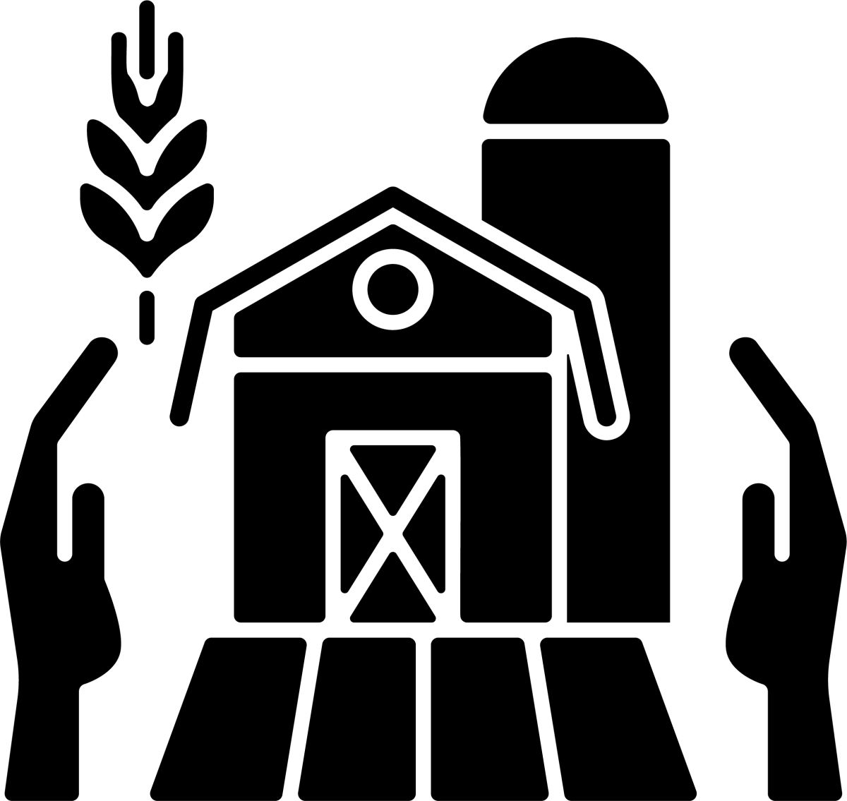 Agriculture related black glyph icons set on white space