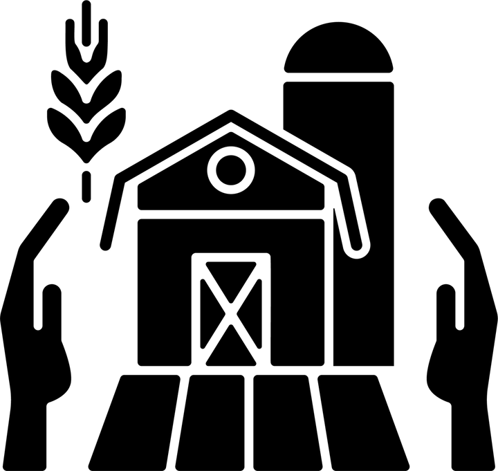 Agriculture related black glyph icons set on white space