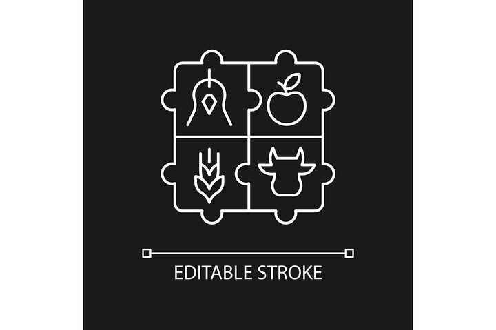 Agriculture related linear icons set for dark and light mode