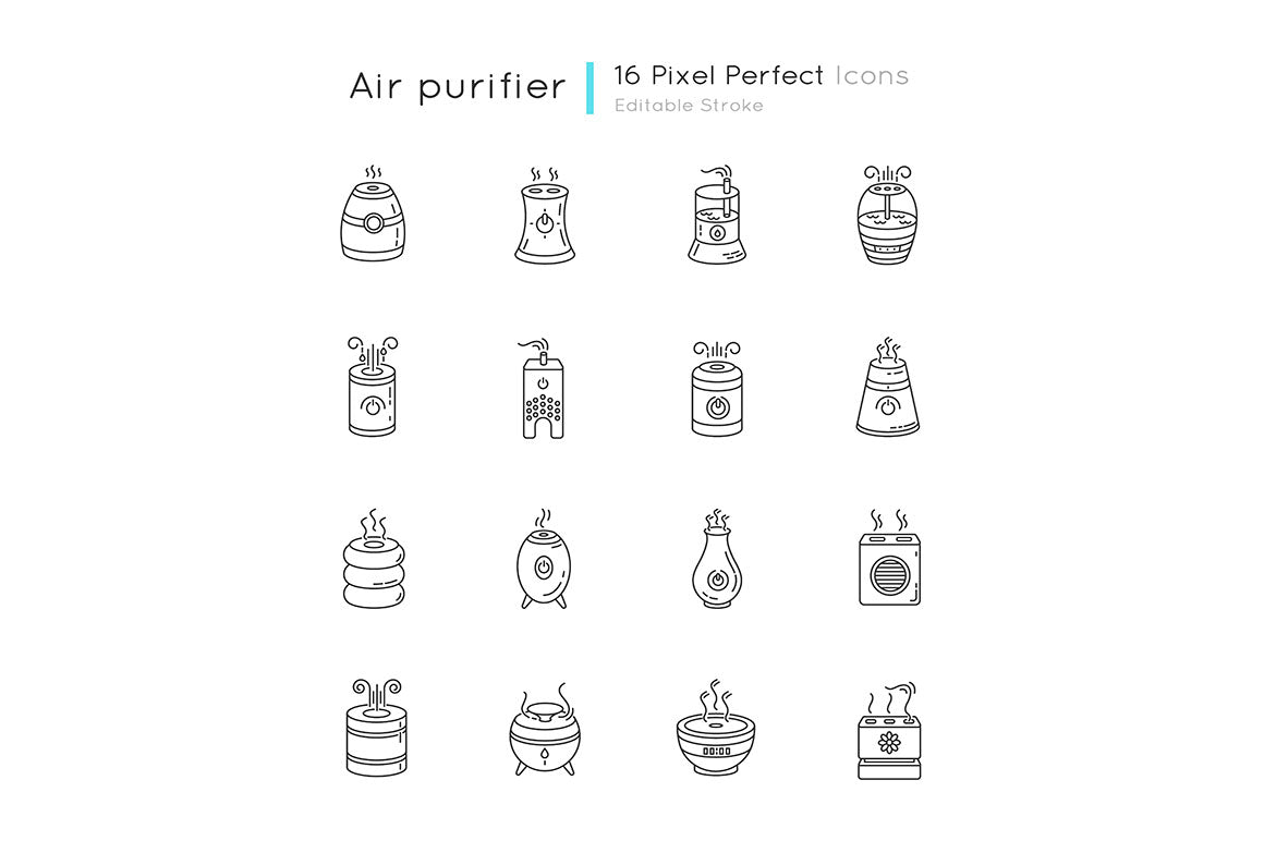 Air Purifiers, Humidifiers Icons Set