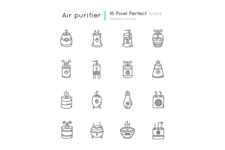 Air Purifiers, Humidifiers Icons Set