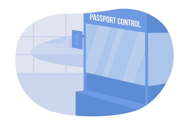 Airport place flat color vector illustrations
