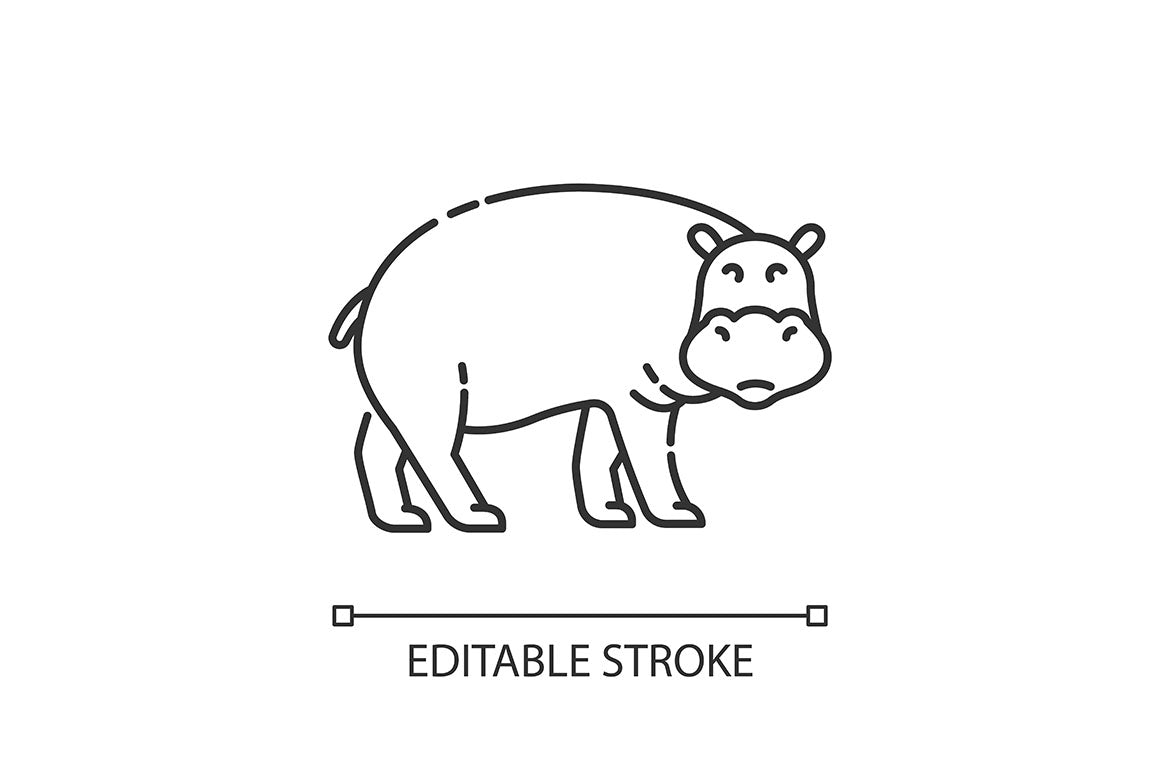 Animals pixel perfect linear icons set