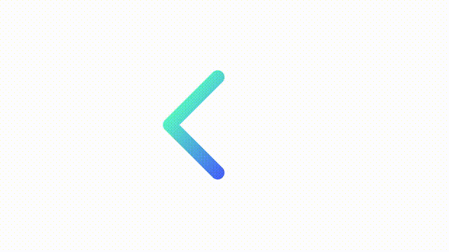 Animated backward gradient ui icon. Return back arrow. Seamless loop 4k video with alpha channel on transparent background. Line color user interface symbol motion graphic animation