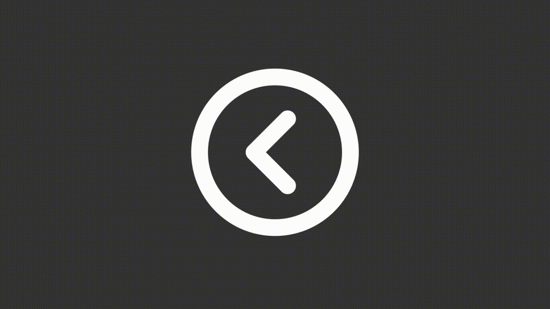 Animated backward white line ui icon. Previous page. Seamless loop 4k video with alpha channel on transparent background. Isolated user interface symbol motion graphic design for night mode