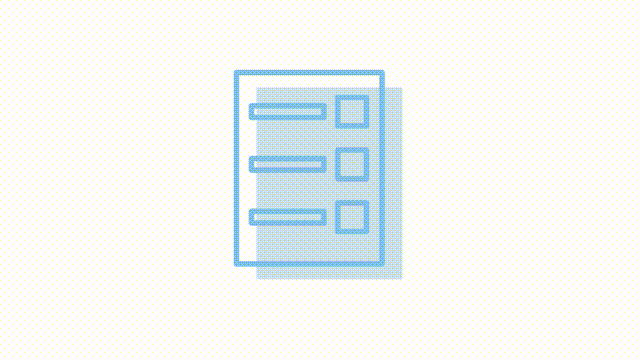 Animated ballot blank icon. Survey, questionnaire. Full sized flat element 4k video footage with alpha channel. Pastel blue color contour illustration for motion graphic design and animation