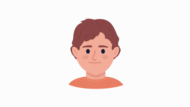 Animated boy grimacing emotion. Playful kid. Fun child. Flat character head with facial expression animation. Colorful cartoon style HD video footage on white with alpha channel transparency