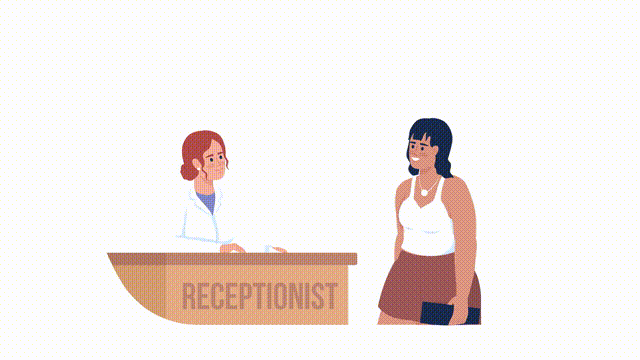 Animated characters with test result. Medical record of health screening. Flat people HD video footage with alpha channel. Color cartoon style illustration on transparent background for animation