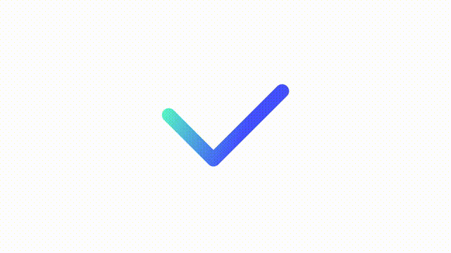 Animated checkmark gradient ui icon. System operation completed. Seamless loop 4k video with alpha channel on transparent background. Line color user interface symbol motion graphic animation
