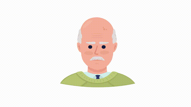 Animated cheerful grandpa emotion