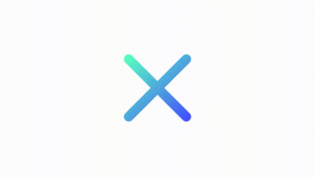 Animated cross gradient ui icon. Multiplication. Operation failure. Seamless loop 4k video with alpha channel on transparent background. Line color user interface symbol motion graphic animation