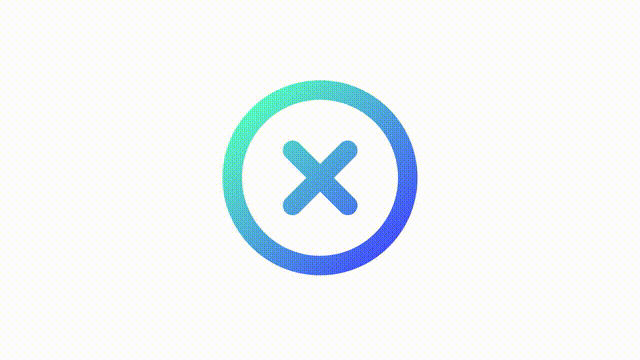 Animated delete gradient ui icon. Cancel operation. Failure. Seamless loop 4k video with alpha channel on transparent background. Line color user interface symbol motion graphic animation