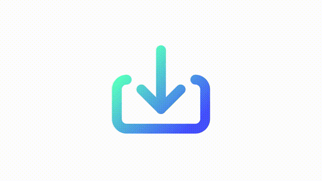 Animated download gradient ui icon. Save file from internet. Seamless loop 4k video with alpha channel on transparent background. Line color user interface symbol motion graphic animation