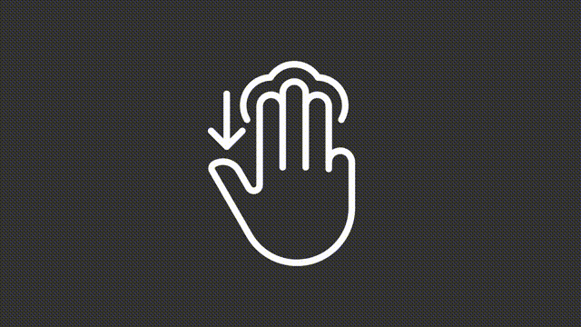 Animated drag down white linear icon
