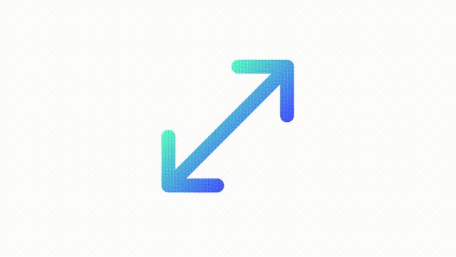 Animated enlarge gradient ui icon. Magnify digital text. Seamless loop 4k video with alpha channel on transparent background. Line color user interface symbol motion graphic animation