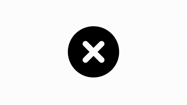 Animated fail white glyph ui icon. Delete file. Seamless loop 4k video with alpha channel on transparent background. design. Silhouette user interface symbol on black. Dark mode pictogram animation