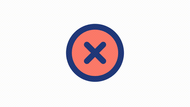 Animated failure sign color ui icon. Close program. Delete digital file. Seamless loop 4k video with alpha channel on transparent background. Simple filled line RGB pictogram animation