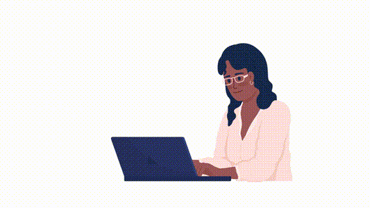 Animated female coder character