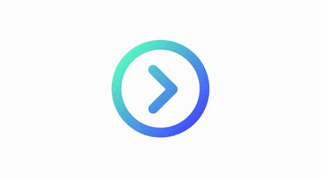 Animated forward gradient ui icon. Next web page. Right arrow. Seamless loop 4k video with alpha channel on transparent background. Line color user interface symbol motion graphic animation
