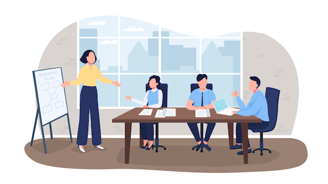 Animated get fired isolated scene. Bad presentation at work. Poor performance. Looped flat 2D characters 4k video footage with alpha channel. Colorful illustration for mobile, website, animation