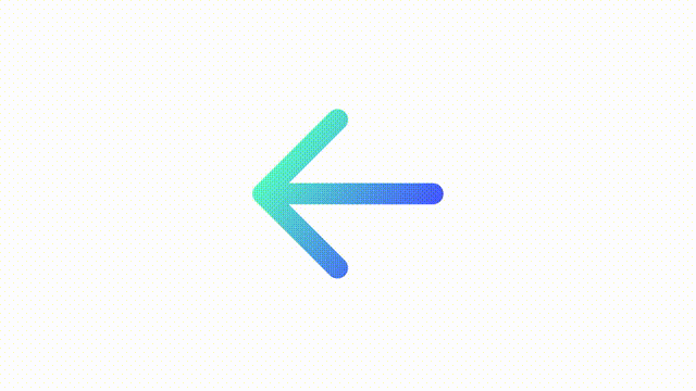 Animated left arrow gradient ui icon. Moving back. Web browser. Seamless loop 4k video with alpha channel on transparent background. Line color user interface symbol motion graphic animation