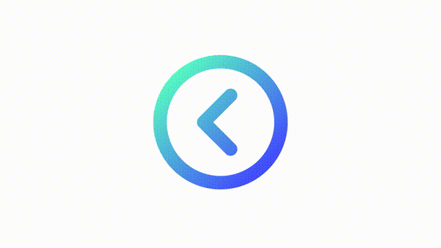 Animated move back gradient ui icon. Previous web page. Seamless loop 4k video with alpha channel on transparent background. Line color user interface symbol motion graphic animation