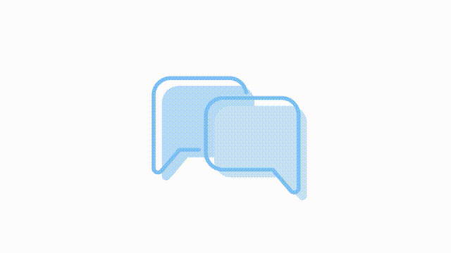 Animated online communication icon. Instant messaging. Full sized flat element 4k video footage with alpha channel. Pastel blue color contour illustration for motion graphic design and animation