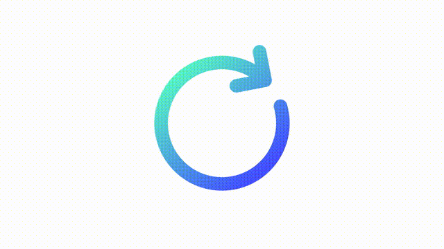 Animated refresh gradient ui icon. Rotate clockwise. Repetition. Seamless loop 4k video with alpha channel on transparent background. Line color user interface symbol motion graphic animation