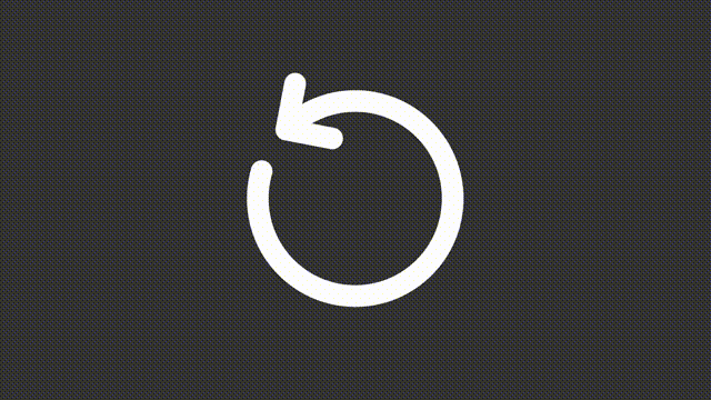 Animated restart white line ui icon. Rotate to left. Repeat. Seamless loop 4k video with alpha channel on transparent background. Isolated user interface symbol motion graphic design for night mode