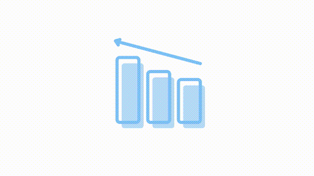 Animated rising graph icon. Upwards trend. Increasing chart. Full sized flat element 4k video footage with alpha channel. Pastel blue color contour illustration for motion graphic design and animation