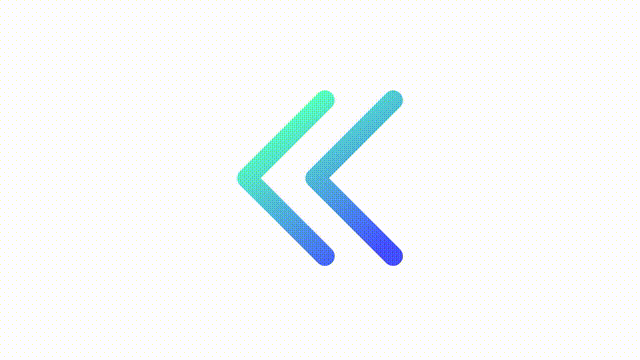 Animated skip arrow gradient ui icon. Move to start. Double arrows. Seamless loop 4k video with alpha channel on transparent background. Line color user interface symbol motion graphic animation