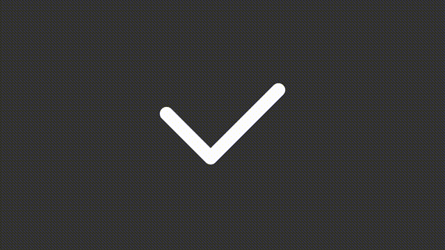 Animated tick white line ui icon. System operation completed. Seamless loop 4k video with alpha channel on transparent background. Isolated user interface symbol motion graphic design for night mode
