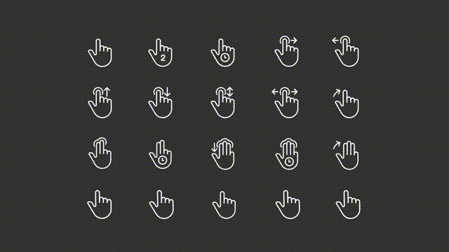 Animated touch white linear icon set