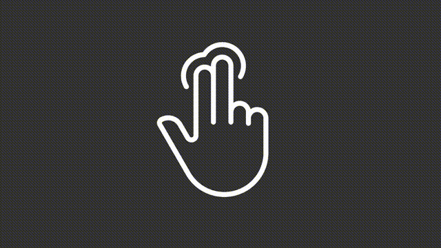 Animated two fingers white line icon