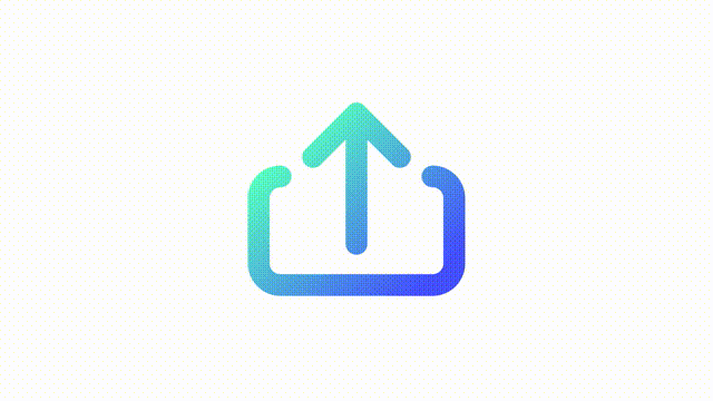 Animated upload gradient ui icon. Send to server. Digital storage. Seamless loop 4k video with alpha channel on transparent background. Line color user interface symbol motion graphic animation