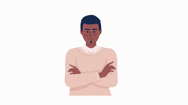 Animated winking man character. Half body flat person 4k video footage with alpha channel. Flirtatious behavior. Color cartoon style illustration for motion graphic design and animation