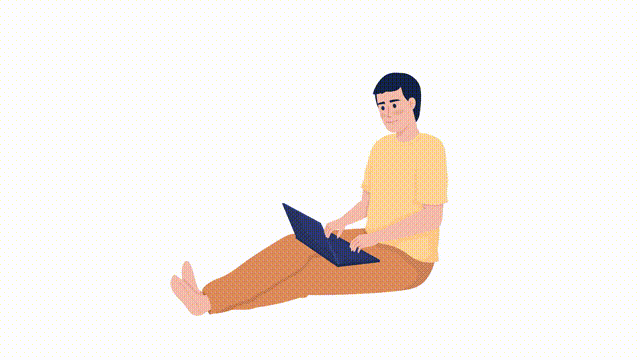 Working Computer Vector Gif Animated working on laptop character