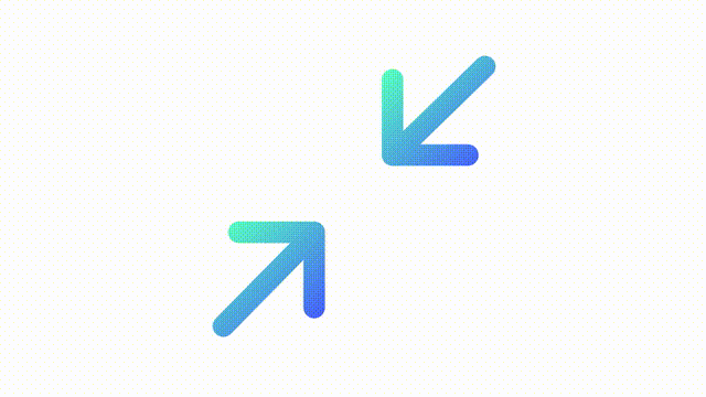 Animated zoom out gradient ui icon. Minimize digital window. Seamless loop 4k video with alpha channel on transparent background. Line color user interface symbol motion graphic animation