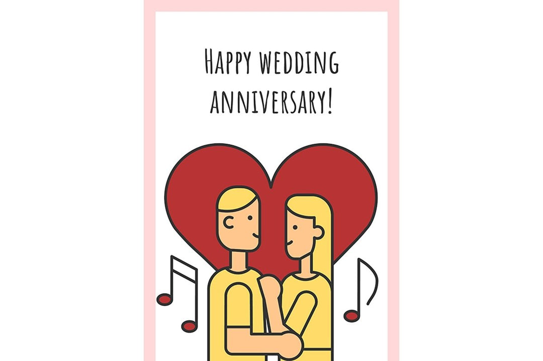 Anniversary greeting card with color icon element set