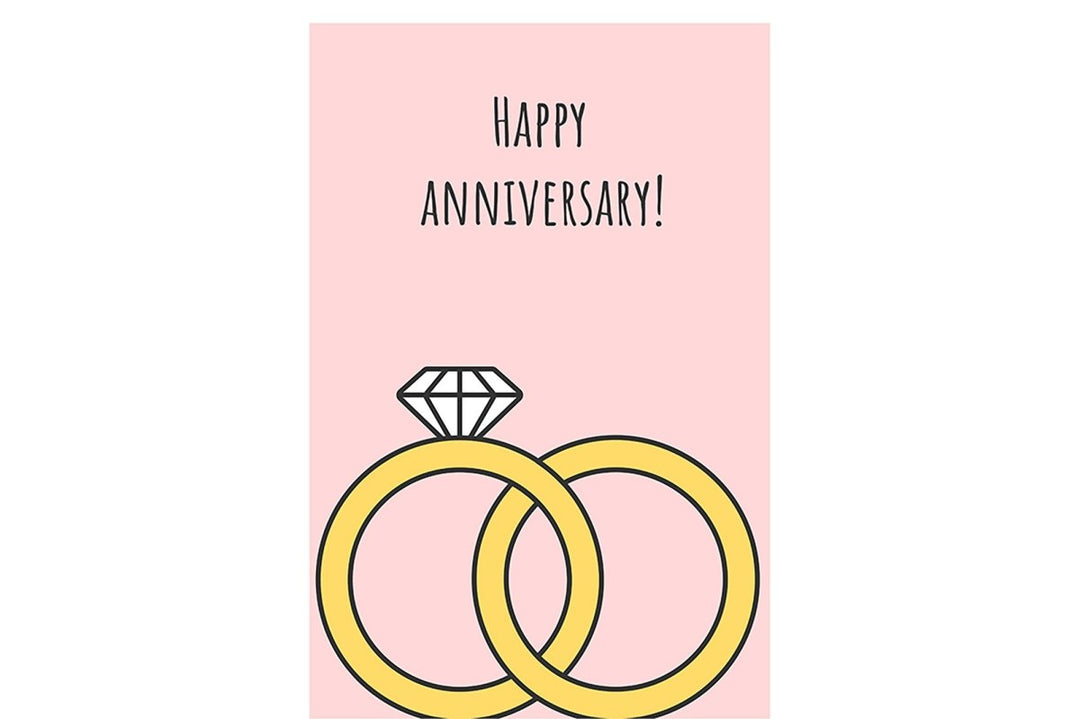 Anniversary greeting card with color icon element set