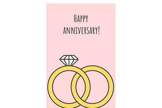 Anniversary greeting card with color icon element set