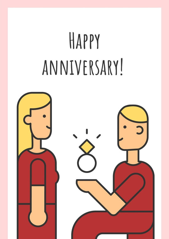 Anniversary greeting card with color icon element set