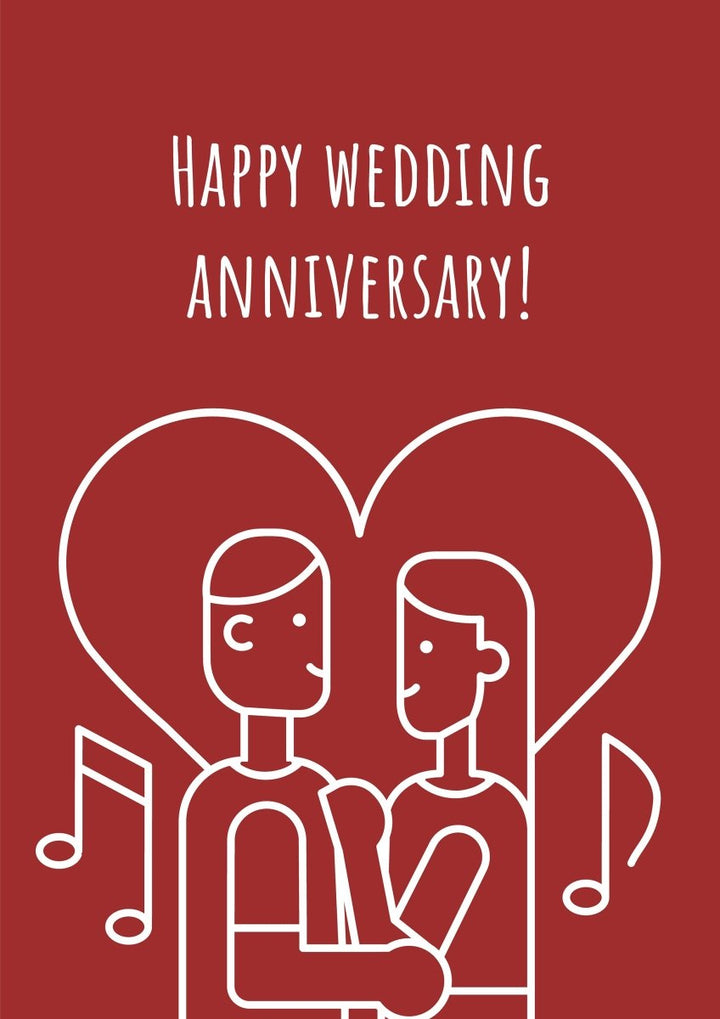 Anniversary postcard with linear glyph icon set