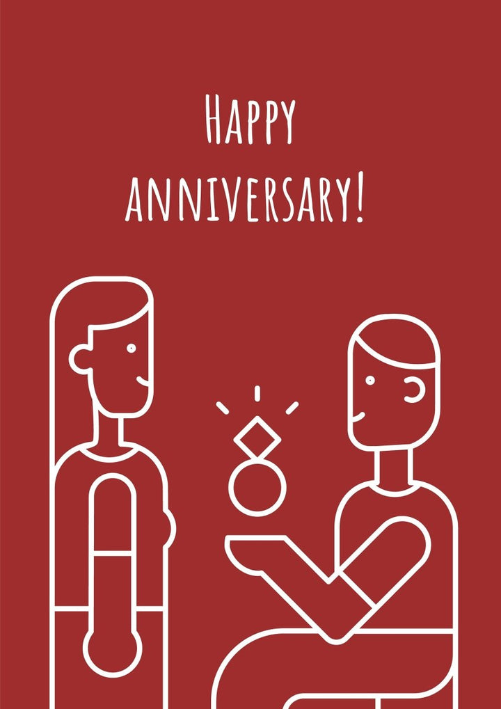 Anniversary postcard with linear glyph icon set