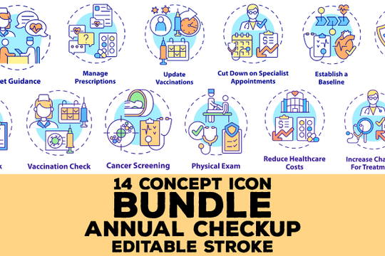 Annual Checkup Concept Icons Bundle