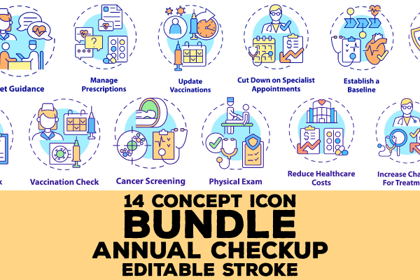 Annual Checkup Concept Icons Bundle