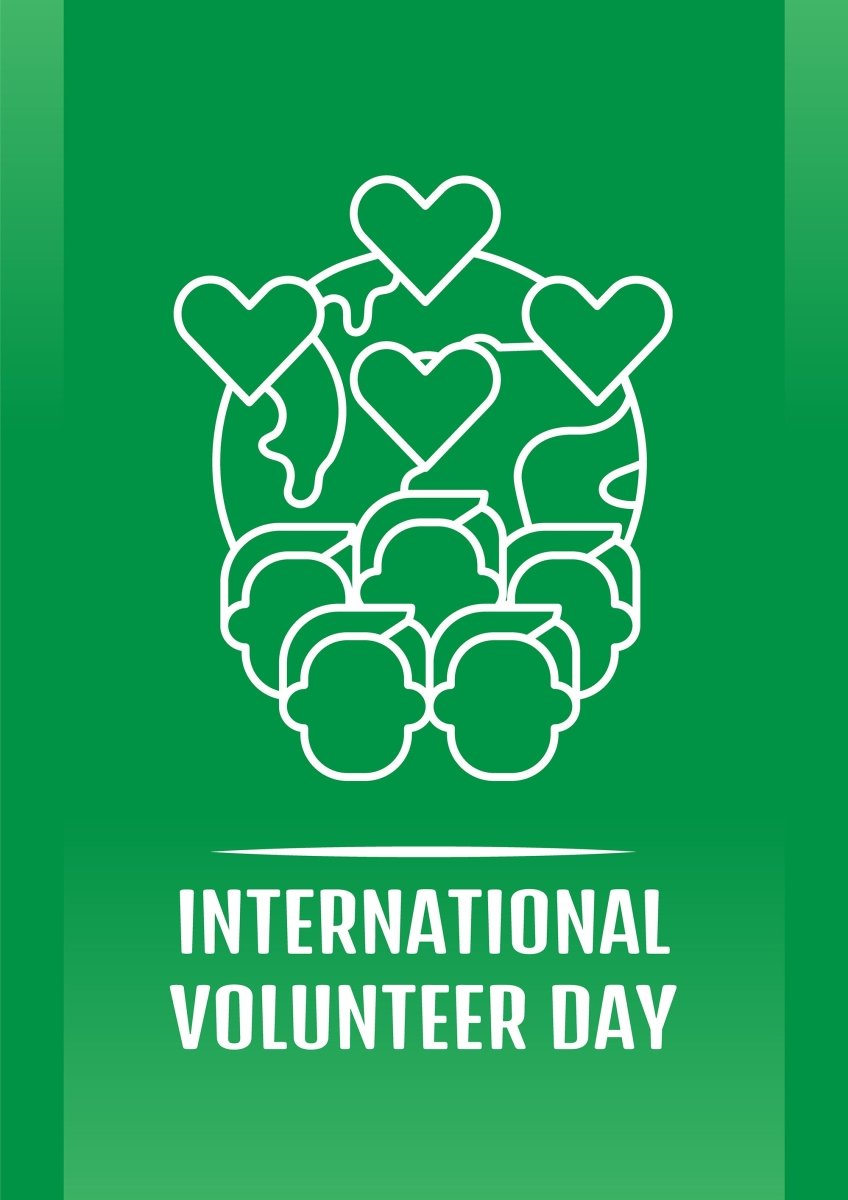 Annual volunteer week celebration postcard with linear glyph icon set