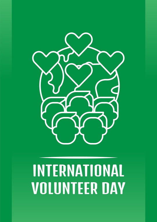 Annual volunteer week celebration postcard with linear glyph icon set