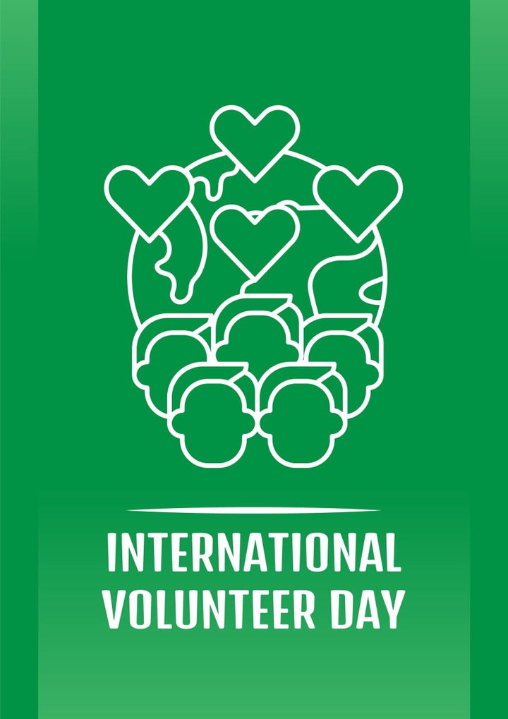 Annual volunteer week celebration postcard with linear glyph icon set